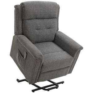 HOMCOM Poltrona Relax Alzapersona Reclinabile con Poggiapiedi, Rivestimento in Tessuto Grigio