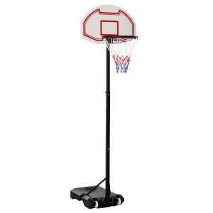 HOMCOM Portable Basketball Hoop Stand with Wheels, Adjustable Height, Indoor/Outdoor, Black & White