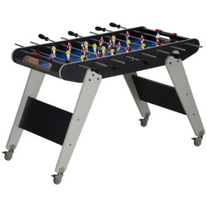 HOMCOM Futbolín con Soporte para Niños de 7+ Años con Ruedas con 2 Bolas 22 Jugadores 114,5x87x68,5 cm Negro