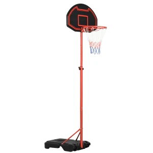 HOMCOM Adjustable Basketball Hoop Stand, Sturdy Steel Frame, Suitable for Indoor and Outdoor Play, Black and Red, Fun for All Ages