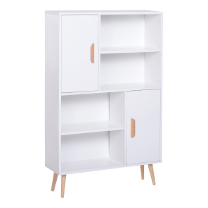 Homcom Libreria Scaffale Multifunzionale Salvaspazio con 2 Porte da Soggiorno Pannelli Particelle 80 x 23.5 x 123cm