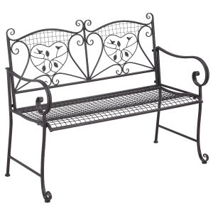 Outsunny Gartenbank 2-Sitzer Parkbank Sitzbank mit Rückenlehne bis 220 kg Gartenmöbel wetterfest Antik Metall Kaffee 114 x 53,3 x 91 cm