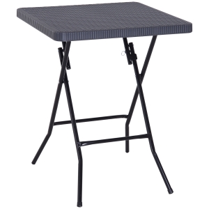 Outsunny Falttisch Klapptisch Gartentisch klappbar Beistelltisch Balkontisch Picknicktisch Campingtisch Kunststoff + Metall Dunkelbraun 60 x 60 x 74 cm