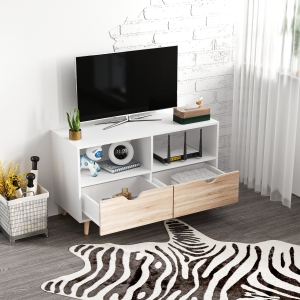 HOMCOM Comoda TV cu 2 sertare 2 rafturi pentru sufragerie dormitor