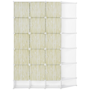 HOMCOM Mobile Scarpiera Modulare Salvaspazio per Interni con Design Impilabile, Pannelli a Cubo e a Triangolo in PP e Acciaio, 145x47x196cm, Bianco