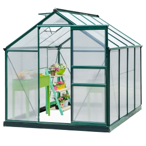 Sera de Plante Mare Outsunny 183 x 244 x 213 cm pentru Curte, Uz Exterior, cu Fereastra si Usa, Cadru de Aluminiu, Placi BC
