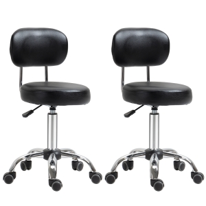 HOMCOM Arbeitshocker 2-er Set Kunstleder Stahl Schwarz