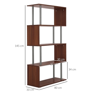 Homcom Biblioteca de Perete in Lemn, Castaniu, 80x30x145cm