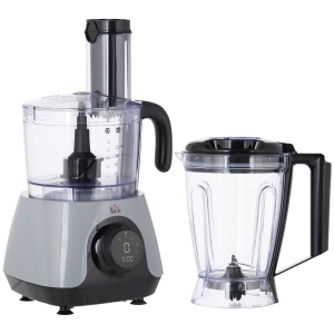 HOMCOM Küchenmaschine mit 1L Schlüssel 1,25L Mixbehälter 4-Blatt-Messer zum Schneiden, Zerkleinern, Verquirlen, Hacken, Mahlen, Mixen und Mischen 3 Geschwindigkeitsstufen 650W