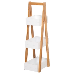 HOMCOM Badregal Treppenregal Leiterregal Standregal Badzimmer Lagerregal Regal 3 Ebenen Weiß L21 x B30 x H81 cm