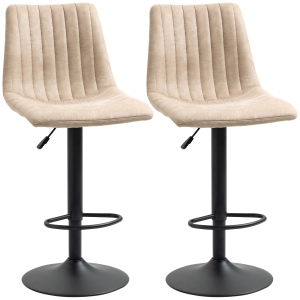 HOMCOM Sgabelli da Bar Set 2 Pezzi ad Altezza Regolabile, in Acciaio e Poliestere, 47.5x57.5x95-116 cm, Marrone