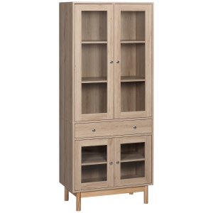 HOMCOM Aparador Alacena de Cocina Mueble Auxiliar para Comedor Salón Antivuelco 76x40x183 cm Roble
