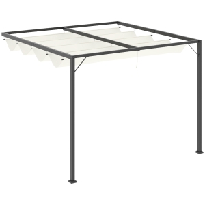 Outsunny pergola 3 x 3 m z dachem z tkaniny odporna na warunki pogodowe naścienna poliester kremowy