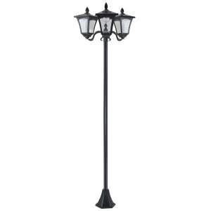 Outsunny Candeeiro Solar de Jardim com 3 Luzes LED Impermeável IP44 Sensor de Noite Candeeiro de Exterior 51,5x47x182,5cm Preto