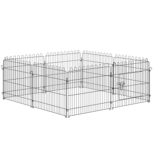 PawHut Parc enclos chiots animaux domestiques pour chiens lapins rongeurs petits animaux intérieur et extérieur diamètre 180 cm 8 panneaux 71 x 61 cm noir