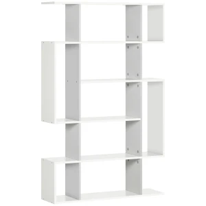 HOMCOM Modern Bookshelf, 5-Tier Bookcase with 13 Open Shelves, Freestanding Decorative Storage for Home Office, Study - White