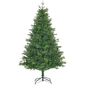 HOMCOM Árvore de Natal Artificial 180cm com 1443 Ramos Folhas de PVC Base Dobrável e Suporte Metálico Verde