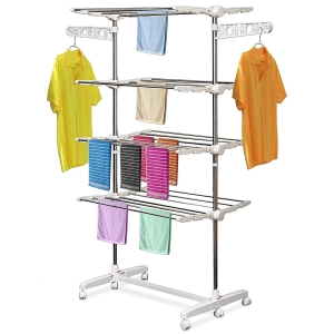 Homcom Sechoir à Linge Étendoir Pliable 4 Niveaux 142 x 55 x 172 cm