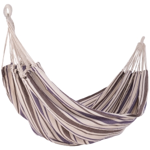 Hangmat hangende ligmat meerpersoons familiehangmat paars-wit 2,1 x 1,5 m katoen