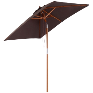 Outsunny parasol zginany parasol ogrodowy parasol plażowy 3-stopniowa regulacja drewno jodłowe + poliester kolor kawowy 200 x 150 x 230 cm