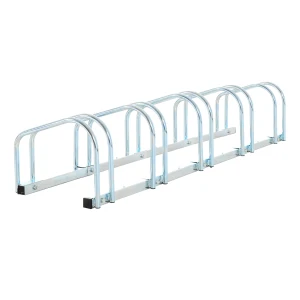 HOMCOM Bike Stand Parking Rack Floor or Wall Mount Bicycle Cycle Storage Locking Stand (5 Racks, Silver)
