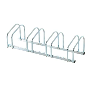 HOMCOM Bicycle Parking Stand, Floor or Wall Mounted Bike Rack, Cycle Storage with Locking Feature, 4 Racks, Silver