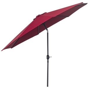 Outsunny Ombrellone da Giardino con Manovella e Testa Inclinabile Φ300x245cm Rosso Scuro