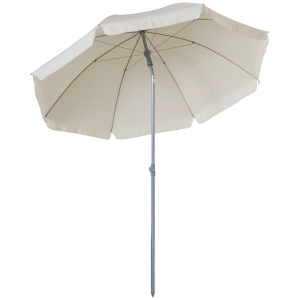 Outsunny Ombrellone da Esterno, Giardino, Terrazza Portatile Φ220cm con Tettuccio Inclinabile in Poliestere Bianco crema