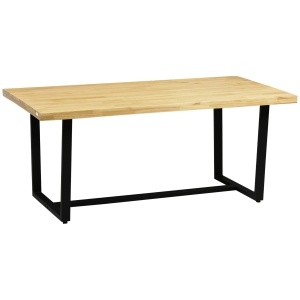 HOMCOM Tavolo da Pranzo per 6 Persone in Legno con Base in Acciaio e Piedini Regolabili, 180x90x76cm