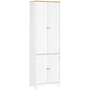 HOMCOM Buffet cuisine armoire de cuisine autoportante 4 portes - meuble de rangement 4 étagères - blanc bois clair
