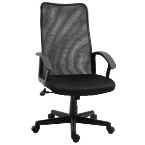 Fauteuil de bureau ergonomique pivotant hauteur réglable tissu maille noir