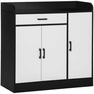 HOMCOM Dulap de bucatarie modern MDF cu 2 dulapuri, 1 sertar si rafturi reglabile, 90x40x90 cm, alb-negru