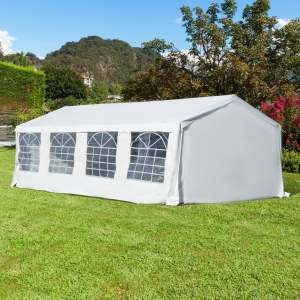 Outsunny Gazebo da esterno tendone per feste, telaio in acciaio impermeabile, Bianco, 8x4x2.8m