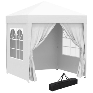 Outsunny 2m x 2m Garden Pop Up Gazebo Marquee Party Tent Wedding Awning Canopy New With free Carrying Case White + Removable 2 Walls 2 Windows