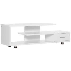 HOMCOM Dulap TV modern pentru TV pana la 65", Dulap TV deschis din PAL cu sertar, 135x35x41,7 cm, Alb
