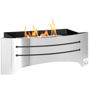 HOMCOM Semineu de masa cu bioetanol din otel inoxidabil, ardere 3 ore cu rezervor de 1,5 l si capac de 25 m², 45x18x17 cm, argintiu