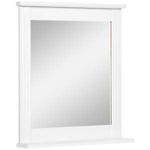 kleankin Wandspiegel mit 1 Regal Modernes Design platzsparend MDF Glas Weiß