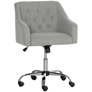 Vinsetto Chaise fauteuil de bureau à roulettes en tissu dossier capitonné pivotant avec accoudoirs - gris