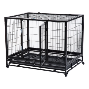 PawHut Gabbia Box per Cani Cuccioli da Interno Esterno con Rotelle 92×62×75cm