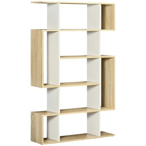 HOMCOM Estantería Librería de 5 Niveles Estantería de Madera con 13 Compartimientos Abiertos 95x25x150,5 cm Natural