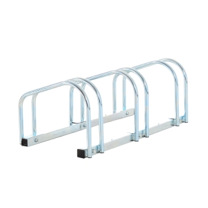 HOMCOM Aparcamiento para 3 Bicicletas Estacionamiento para Aparcar Bicicletas para Interior y Exterior 76x33x27cm Plata
