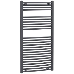 HOMCOM Straight Heated Towel Rail, Hydronic Bathroom Ladder Radiator Towel Warmer For Central Heating 600mm x 1200mm, Grey