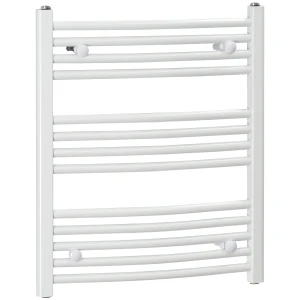 HOMCOM Straight Heated Towel Rail, Hydronic Bathroom Ladder Radiator Towel Warmer For Central Heating 600mm x 700mm, White