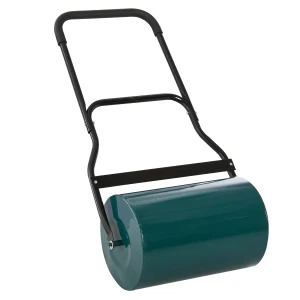Outsunny 40L Lawn Roller Drum Scraper Bar Collapsible Handle Water or Sand Filled Î¦32cm Green