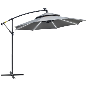 Outsunny parasol wspornikowy Ø 295 cm, parasol, hydrofobowy, aluminium, jasnoszary
