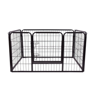 PawHut Puppy-uitloop ren buitenverblijf box puppy afrastering 125 x 80 x 70 cm staal zwart