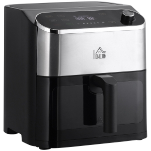 HOMCOM 6.5L 4 in 1 Air Fryer, Air Fry, Bake, Roast and Reheat with Digital Display, Rapid Air Circulation, Shake Reminder, Adjustable Temperature, Timer and Non-stick Basket, 1350W