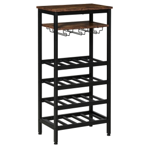 HOMCOM wijnrek, wijnhouder, vrijstaande stelling, flessenrek, decoratieve vrijstaande stelling voor 20 flessen, metaal, zwart, 50 x 32 x 100 cm