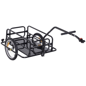 HOMCOM Fahrradanhänger Lastenanhänger 40 kg Belastbarkeit Transportanhänger Handwagen Kupplung klappbar Stahl Gummi Schwarz 155 x 71,5 x 77 cm