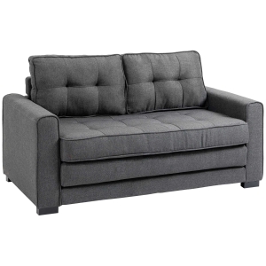 HOMCOM Canapé droit convertible 2 places - dossier capitonné - 147,5 x 75 x 85 cm - gris